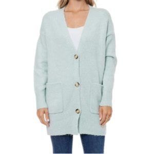 🔖3for$25 Elodie | Long Cardigan Button Closure Sweater Patch Pockets in Seafoam